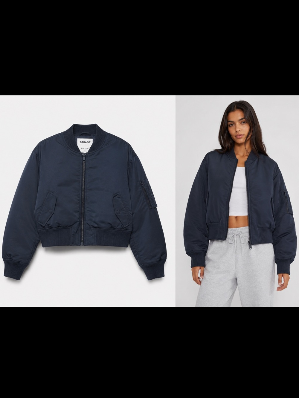 Garage - Nylon Bomber Jacket Shadow Blue Size S/M